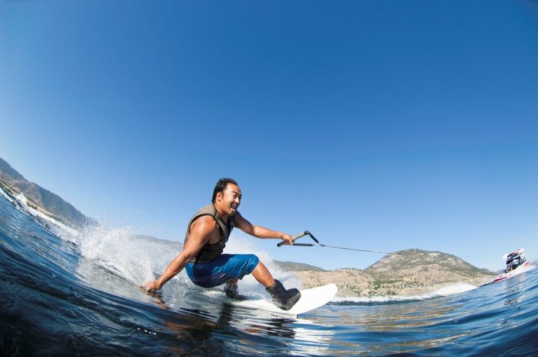 A man water skiing.