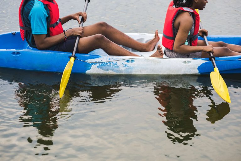 Two people kayaking