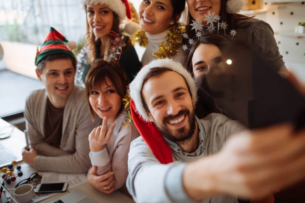 A group of friends at Christmas