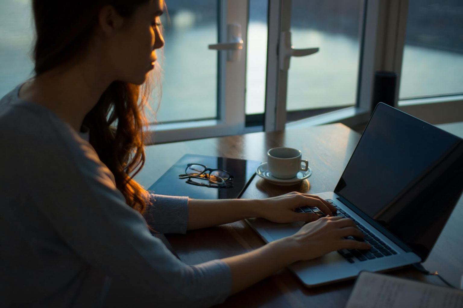 Woman working on her laptop