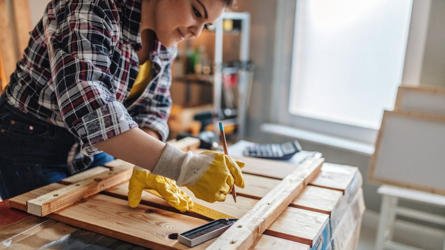 a woman working on a home renovation project