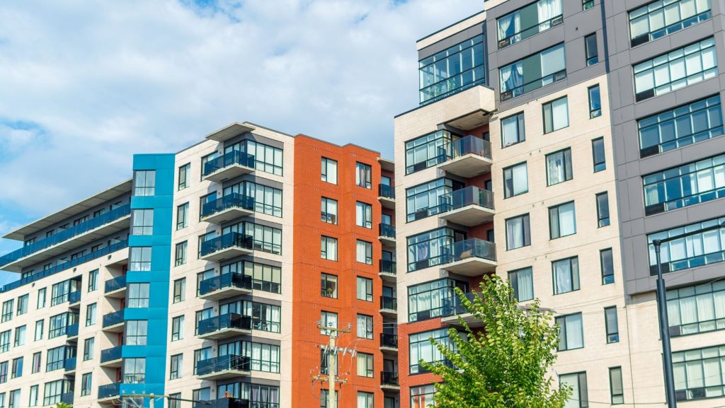 two apartment buildings