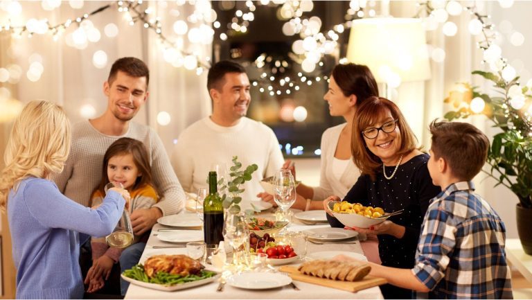 family enjoying a holiday feast