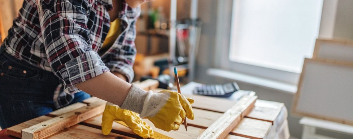 a woman working on a home renovation project