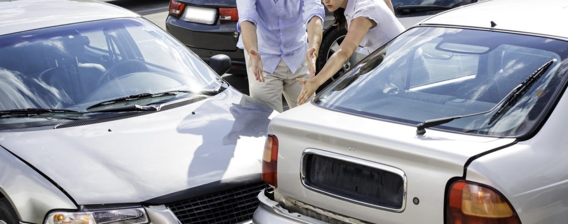 two cars that appear to have been in an accident