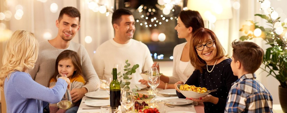 family enjoying a holiday feast