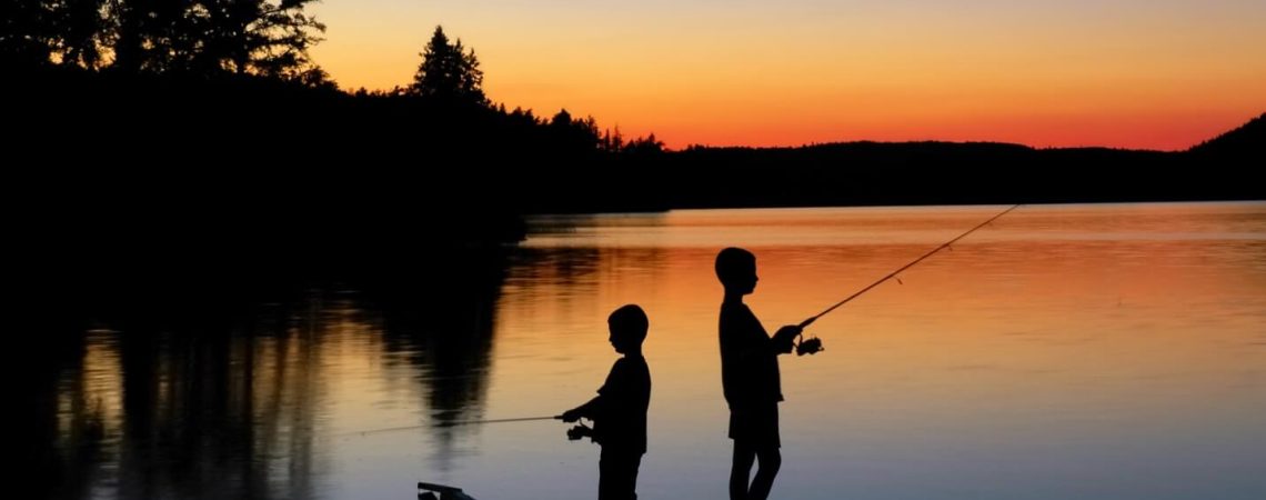 Two kids fishing.