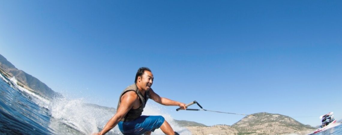 A man water skiing.